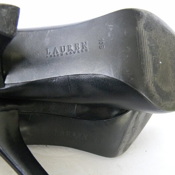 LAUREN RALPH LAUREN CLASSIC BLACK SMOOTH LEATHER HEELS SZ 10B - Picture 6 of 7